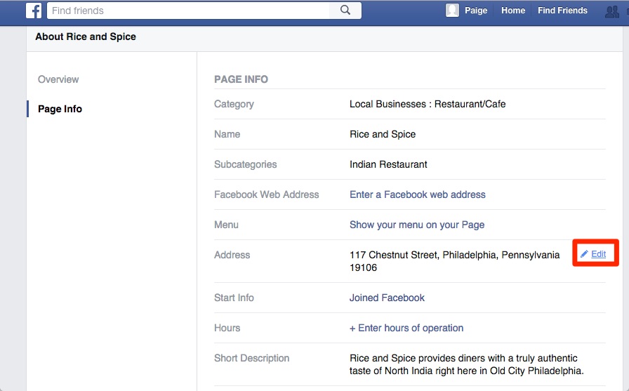 Editing Your Sites Contact Information Through Facebook 4