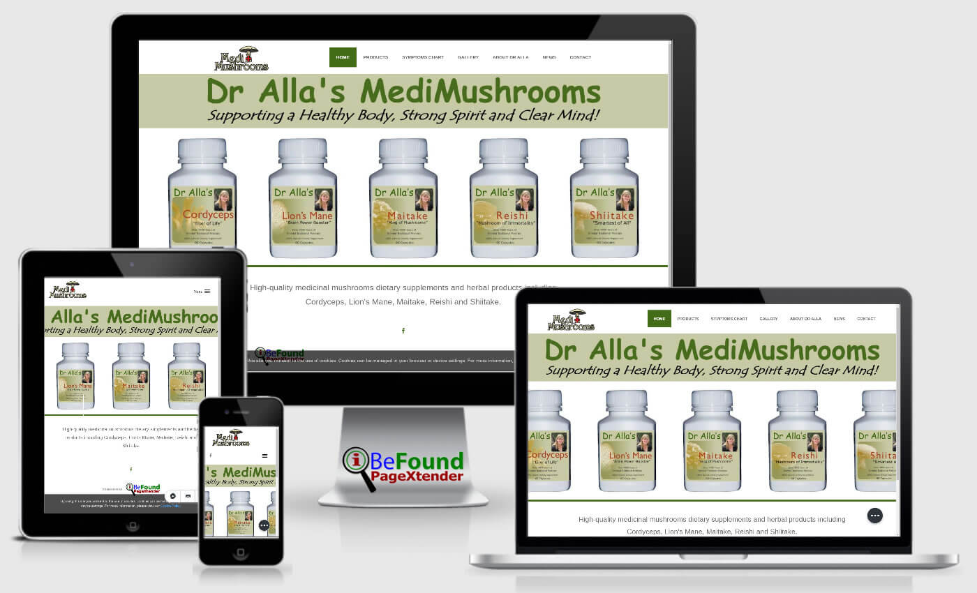 Facebook Website For Dr Alla's MediMushrooms Created With IBeFound FB PageXtender NZ