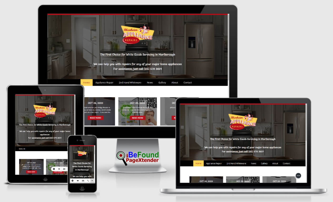 Instant Business Website For Blenheim Appliance Repairs Created With PageXtender From iBeFound NZ