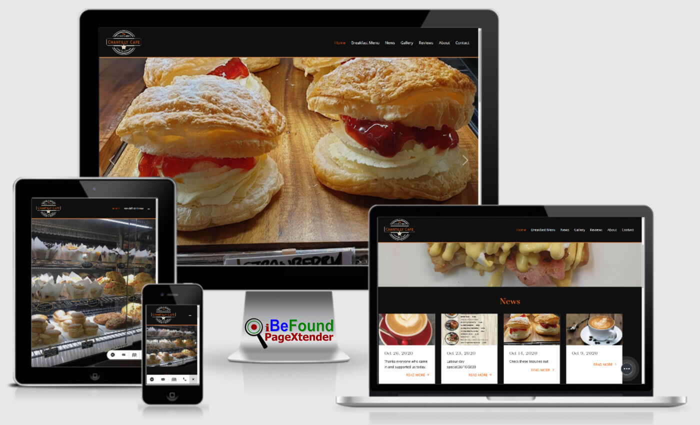 Instant Business Website For Chantilly Cafe Created With PageXtender From iBeFound NZ