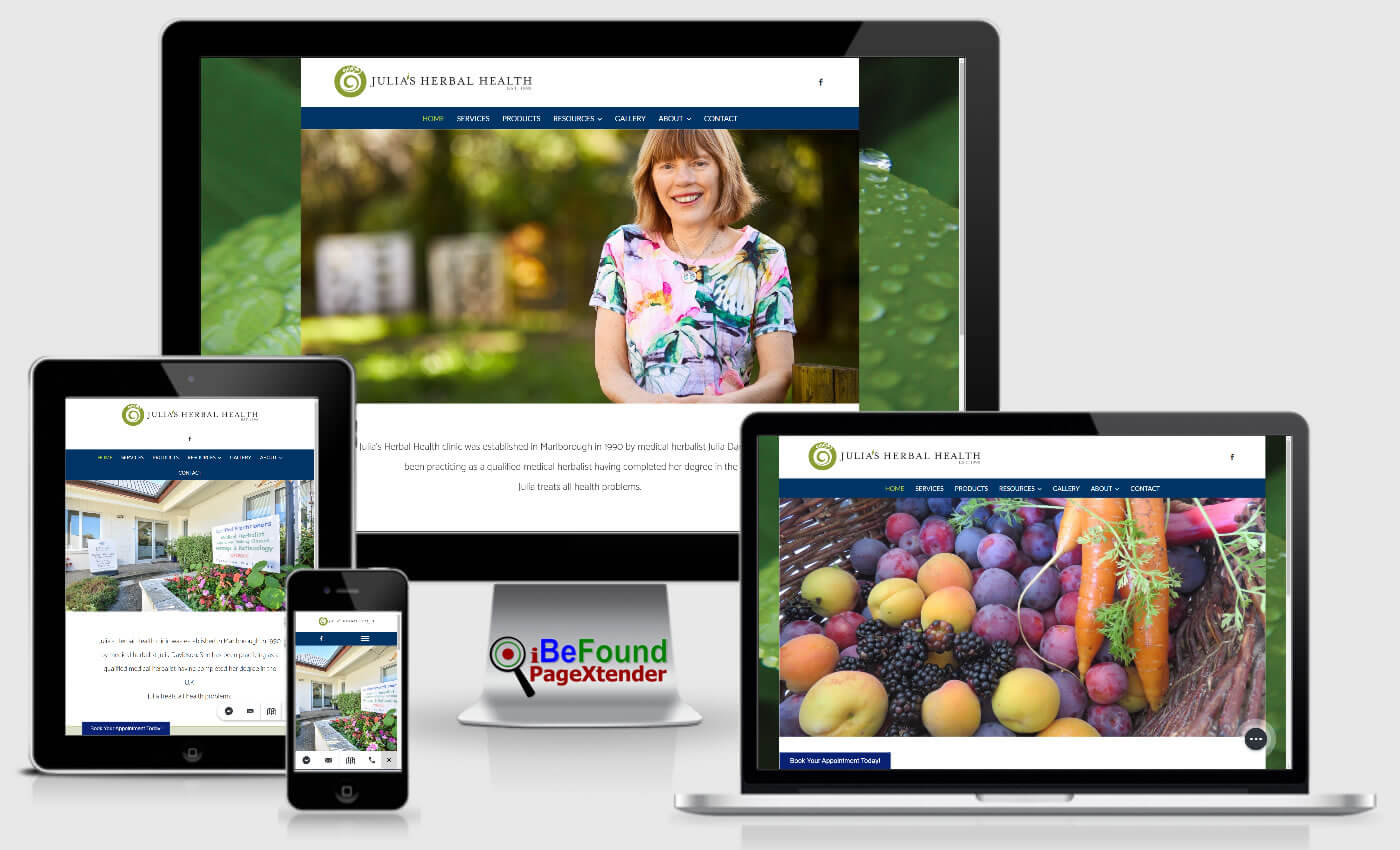 Instant Business Website For Julia's Herbal Health Created With PageXtender From iBeFound NZ