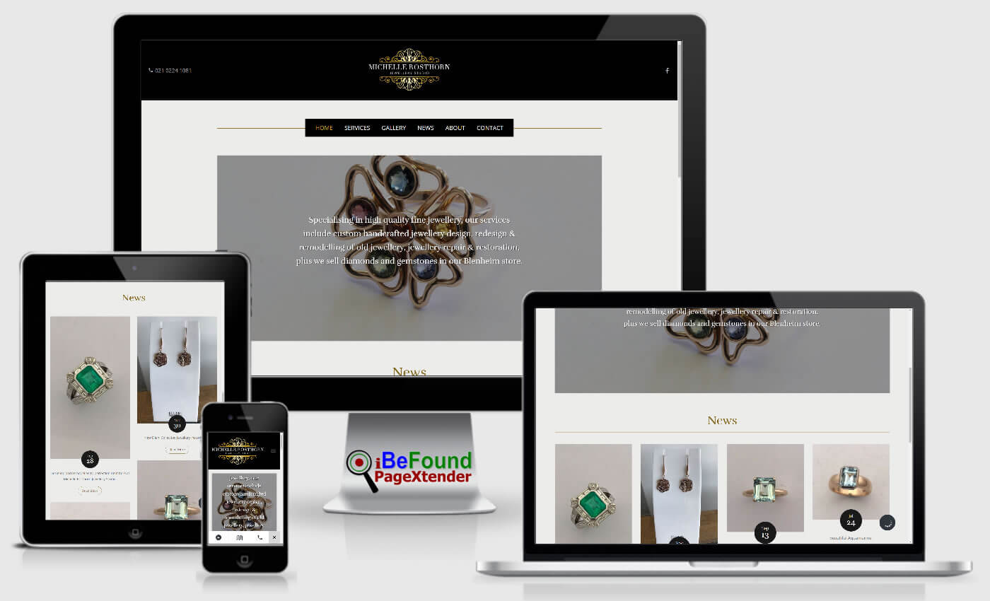 Instant Business Website For Michelle Rosthorn Jewellery Studio Created With PageXtender From iBeFound NZ