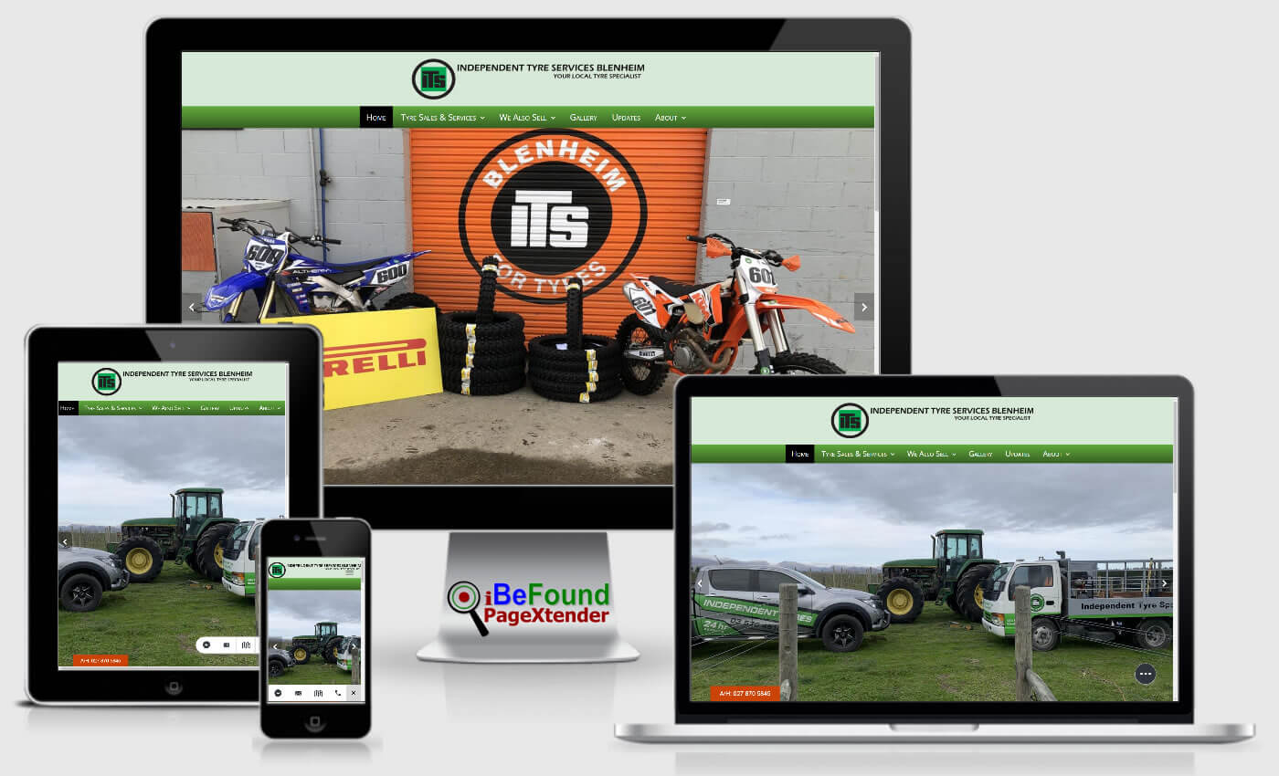 Instant Business Website For Independent Tyre Services Marlborough Created With PageXtender From IBeFound NZ
